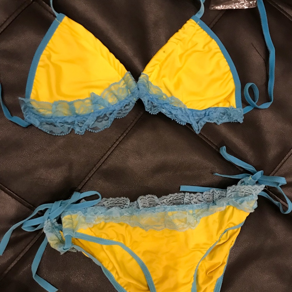 New Yellow and Blue Lace Bikini